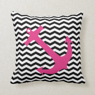rosa Ankerfarben und Zickzack schwarzes Druckkisse Kissen