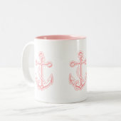 rosa Ankernautik Zweifarbige Tasse (Vorderseite Links)