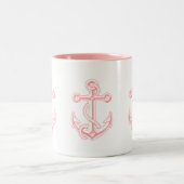 rosa Ankernautik Zweifarbige Tasse (Mittel)