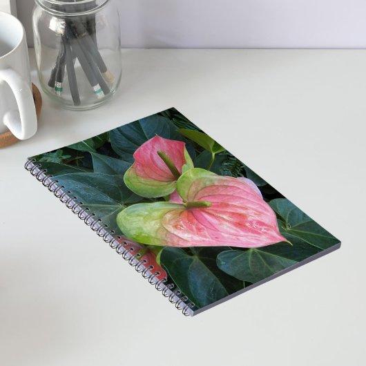 Rosa Anthurium Blume Notizblock