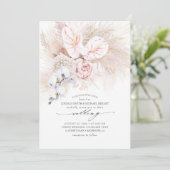 Rosa Anthurium Orchideen und Pampas Grass Wedding Einladung (Stehend Vorderseite)
