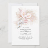 Rosa Anthurium und Pampas Gras Probe Abendessen Einladung (Vorderseite)