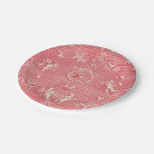 Rosa Antike Engel und Herzen Pappteller (Schrägansicht)