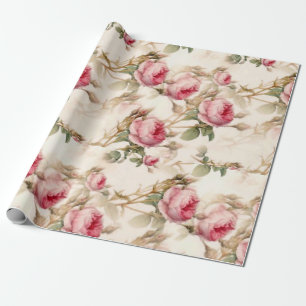 Rosa Antike Gartenrosen in Rosa Geschenkpapier