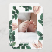 Rosa Antike Rose Fotokarte Geburtsankündigung Ankündigung (Vorne/Hinten)