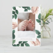 Rosa Antike Rose Fotokarte Geburtsankündigung Ankündigung (Stehend Vorderseite)