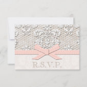 Rosa antike Spitzen-UAWG Hochzeitskarten RSVP Karte (Vorderseite)