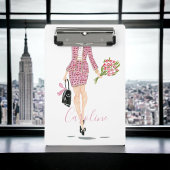 Rosa Anzug Schwarze Purpurfarben Blume Chic Mode Mini Klemmbrett