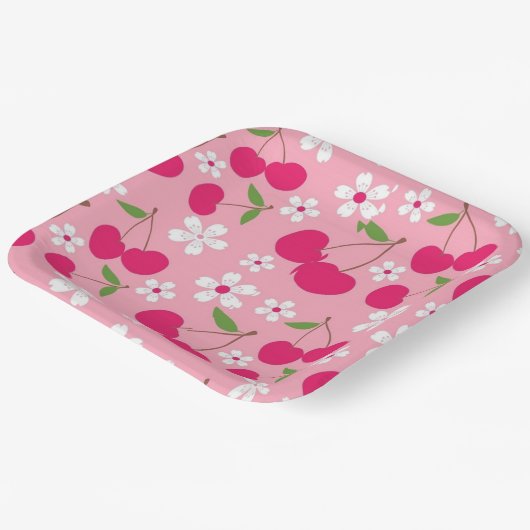 Rosa Apfel Pappteller (Gewinkelt)