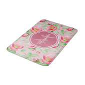 Rosa Apfelblüten-Monogramm Badematte (Schrägansicht)