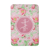 Rosa Apfelblüten-Monogramm Badematte (Vorderseite Vertikal)