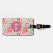 Rosa Apfelblüten-Monogramm Gepäckanhänger (Vorderseite horizontal)