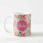 Rosa Apfelblüten-Monogramm Kaffeetasse (Links)