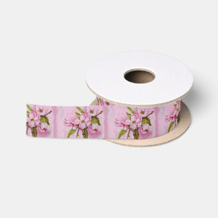 ROSA APPLE-BLÜTEN-BAND SATINBAND