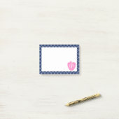 Rosa Apple-Marine Quatrefoil Monogramm-Lehrer Post-it Klebezettel (Auf Schreibtisch)