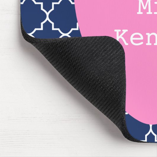 Rosa Apple-Marine Quatrefoil Mousepad (Ecke)