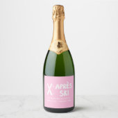 Rosa Apres Ski Junggeselinnen-Abschied Champagne Schaumweinetikett (Vorderseite)