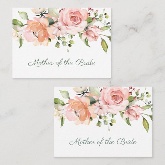 Rosa Aprikose Rose Mutter der Braut Platzkarte (Vorne/Hinten)
