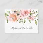 Rosa Aprikose Rose Mutter der Braut Platzkarte (Vorderseite)