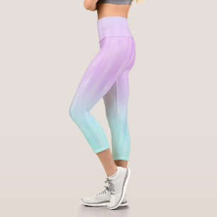 Rosa Aqua Blauer Teig Gradient Ombre Girly Chic Capri Leggings