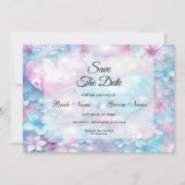 Rosa Aqua Herz und Blume Save the Date (Vorderseite)