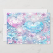 Rosa Aqua Herz und Blume Save the Date (Rückseite)