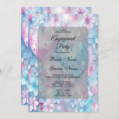 Rosa Aqua Herz und Blume Verlobung Einladung (Vorne/Hinten)