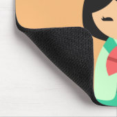 Rosa Aqua Kokeshi Japanische Puppen Mousepad (Ecke)