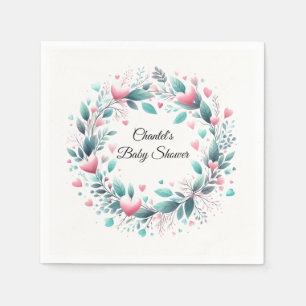 Rosa Aqua Kranz Baby Shower Papier Servietten