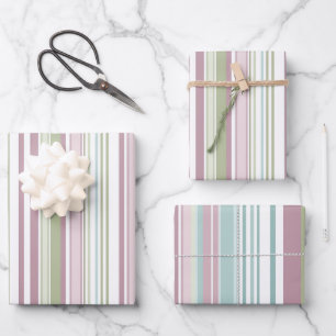 Rosa, Aqua, Minze, Frühlingsregen und Malvenstreif Geschenkpapier Set