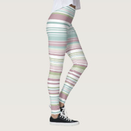 Rosa, Aqua, Minze, Frühlingsregen und Malvenstreif Leggings