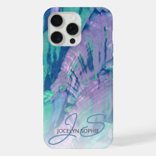 Rosa Aqua Türkis Blauer Abalone Muschel Muster iPhone 15 Pro Max Hülle