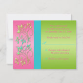 Rosa, Aqua und Limone florale Antwortkarte Einladung (Rückseite)