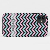 Rosa Aqua und schwarz Zickzack Case-Mate iPhone Hülle (Rückseite (Horizontal))