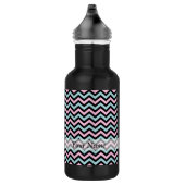 Rosa Aqua und schwarz Zickzack Edelstahlflasche (Rechts)