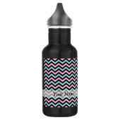 Rosa Aqua und schwarz Zickzack Edelstahlflasche (Links)