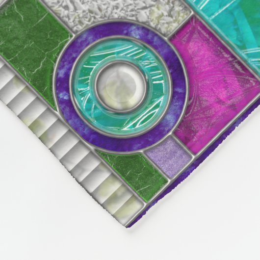 Rosa Aquamarin Art Dékettglas Fleecedecke (Ecke)