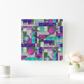 Rosa Aquamarin Art Dékettglas Quadratische Wanduhr (Zuhause)