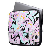 Rosa, Aquamarin Blau, Schwarz und Gold Wirbel Marm Laptopschutzhülle (Vorderseite Links)