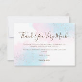 Rosa Aquamarin blaue Wasserfarbe Silberne Foto Hoc Dankeskarte (Vorderseite)
