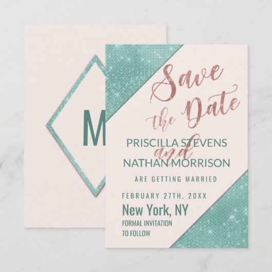 Rosa Aquamarin Blue Imitats Glitzer Sequel Save th The Date (Vorne/Hinten)