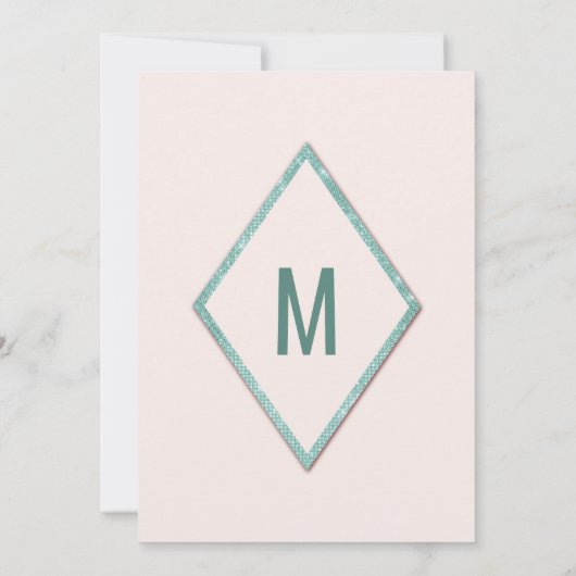 Rosa Aquamarin Blue Imitats Glitzer Sequin Abend Einladung (Rückseite)