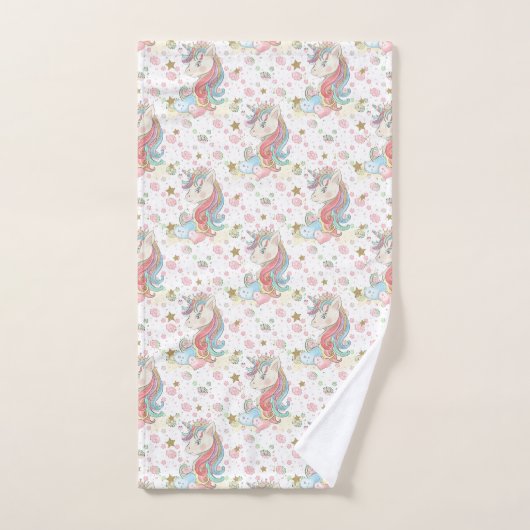 Rosa Aquamarin Gelb Einhorn farbig Badhandtuch Set (Handtuch)