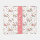 Rosa Aquamarin Gelb Einhorn farbig Fleecedecke (Vorderseite (Horizontal))