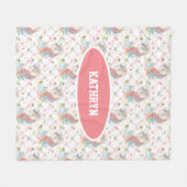 Rosa Aquamarin Gelb Einhorn farbig Fleecedecke (Vorderseite (Horizontal))