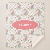 Rosa Aquamarin Gelb Einhorn farbig Sherpadecke (Vorderseite)