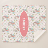 Rosa Aquamarin Gelb Einhorn farbig Sherpadecke (Vorderseite (Horizontal))