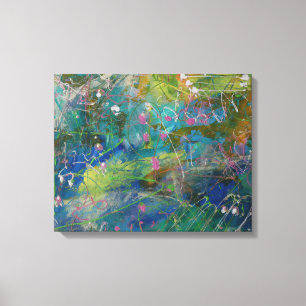 Rosa Aquamarin Gelbe Abstrakte Kunst auf der Leinw Leinwanddruck