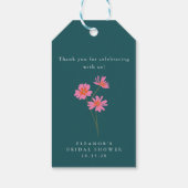 Rosa Aquamarin grüne Blume Boho Custom Brautparty Geschenkanhänger (Rückseite)