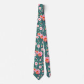 Rosa Aquamarin grüne Wasserfarbe Rose Muster Hochz Krawatte (Vorderseite)